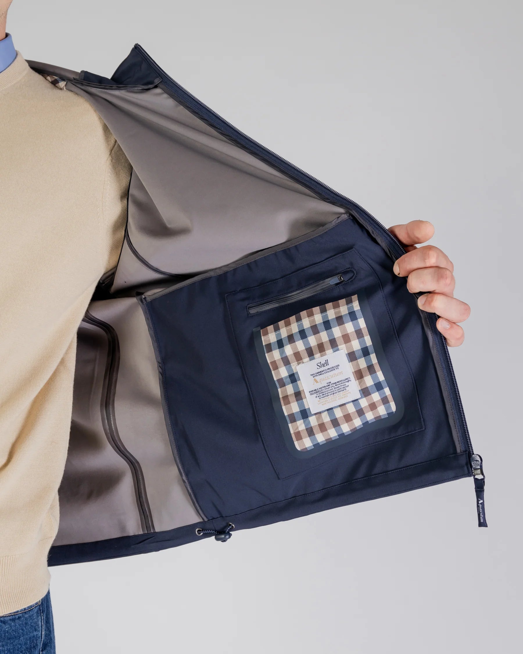 Aquascutum Active Shell Hybrid Hooded Jacket Navy