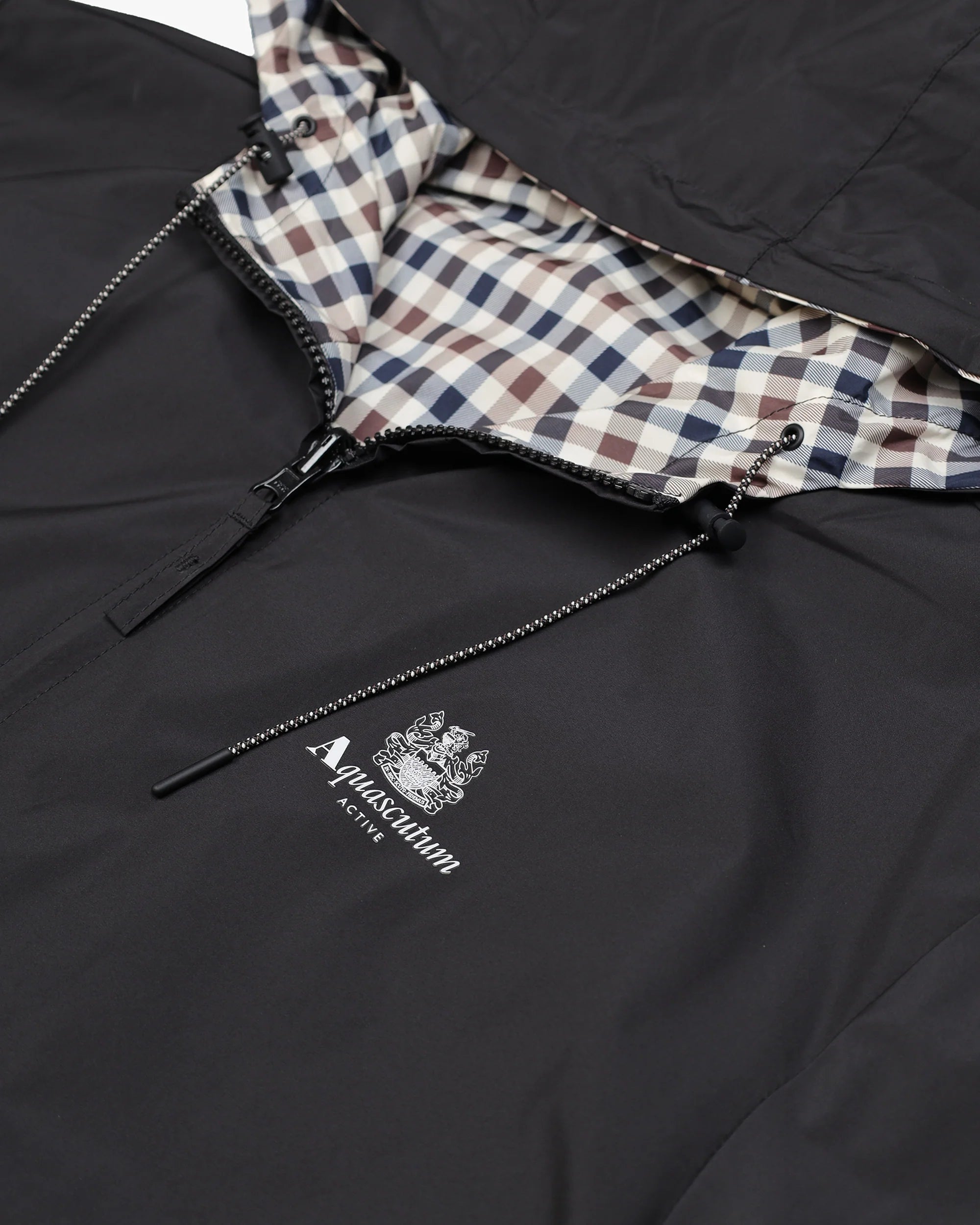 Aquascutum Reversible Hooded Sailor Jacket Black/Check