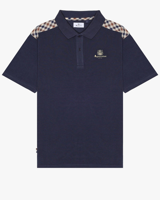 Aquascutum Shoulder Club Check Polo Navy
