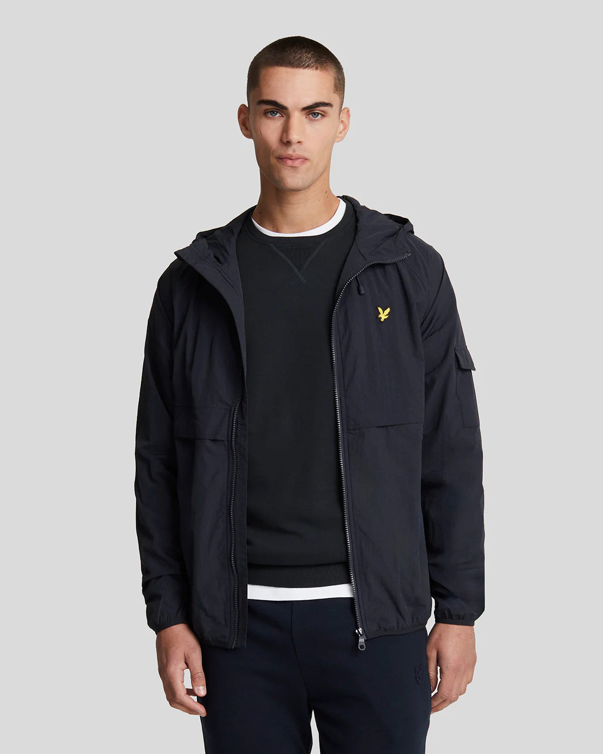 Lyle & Scott Hooded Windbreaker Jacket in Dark Navy