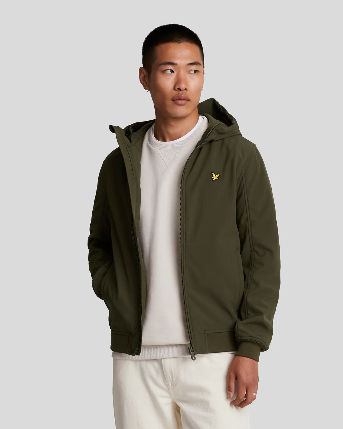 Lyle & Scott Fleece Back Softshell Jacket in Olive