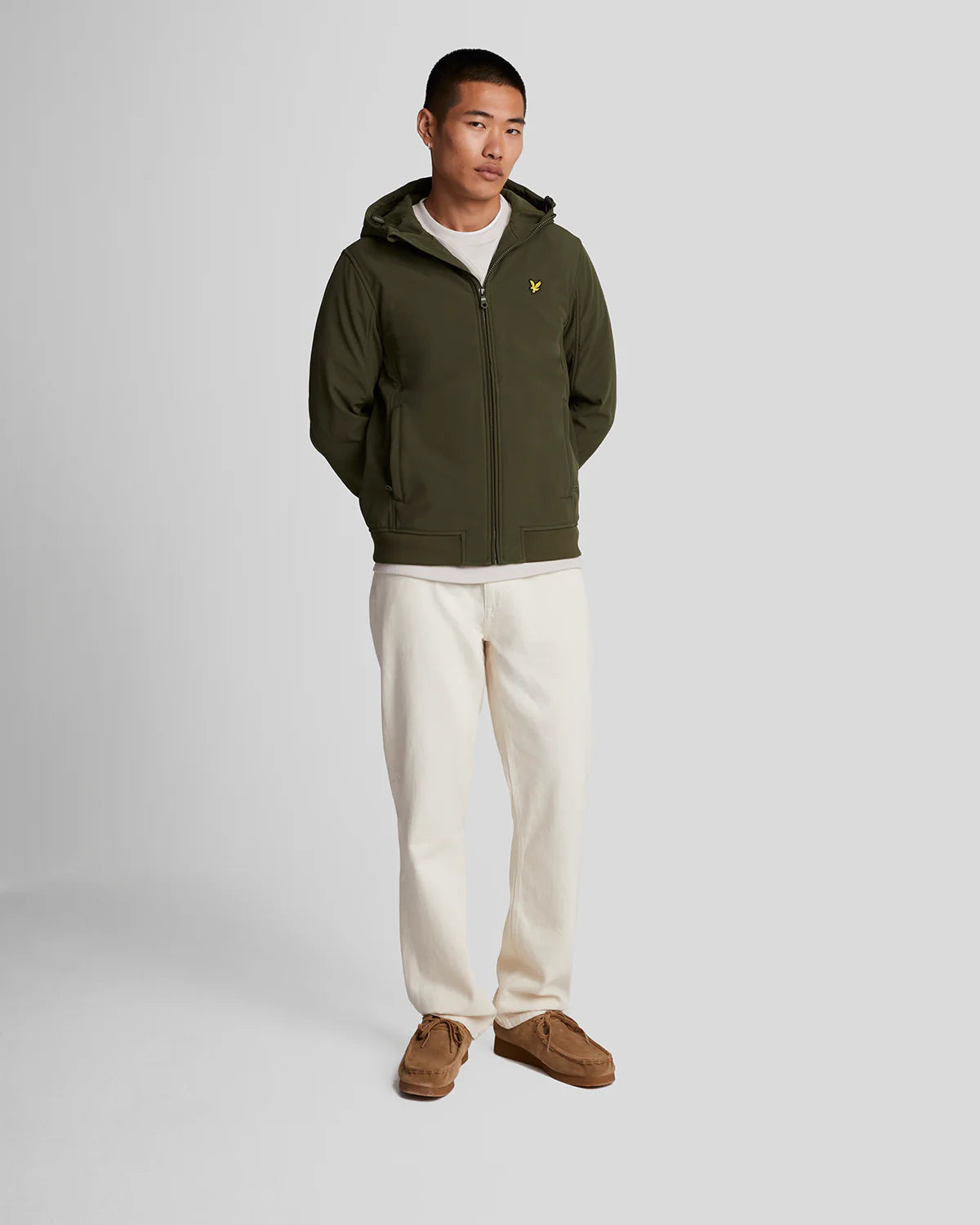 Lyle & Scott Fleece Back Softshell Jacket in Olive