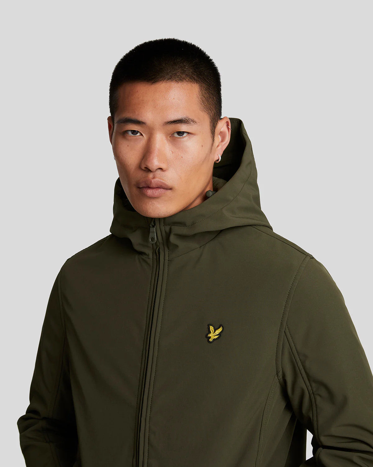 Lyle & Scott Fleece Back Softshell Jacket in Olive