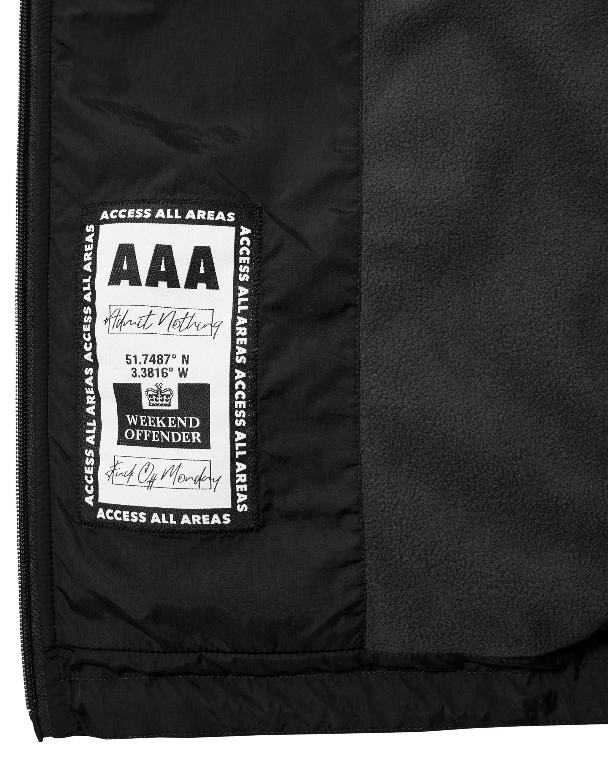 Weekend Offender Technician Face Mask Fleece Jacket Black