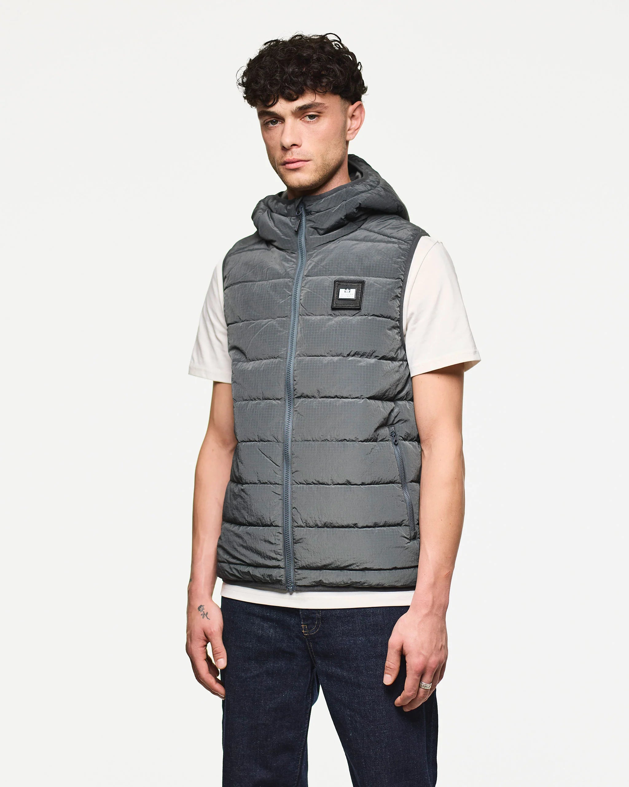 Weekend Offender Toronto Padded Hood Gilet Cyclone Grey