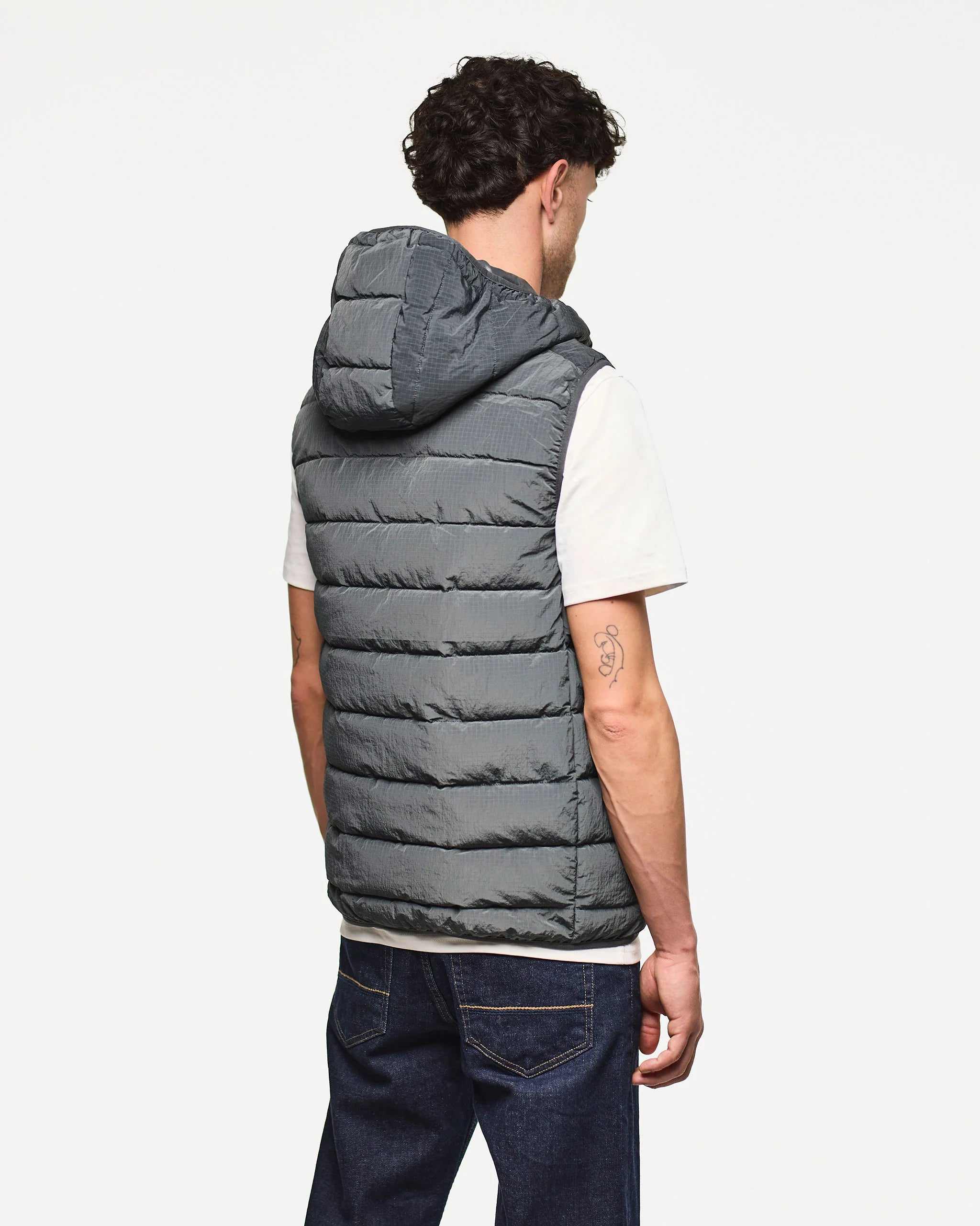 Weekend Offender Toronto Padded Hood Gilet Cyclone Grey