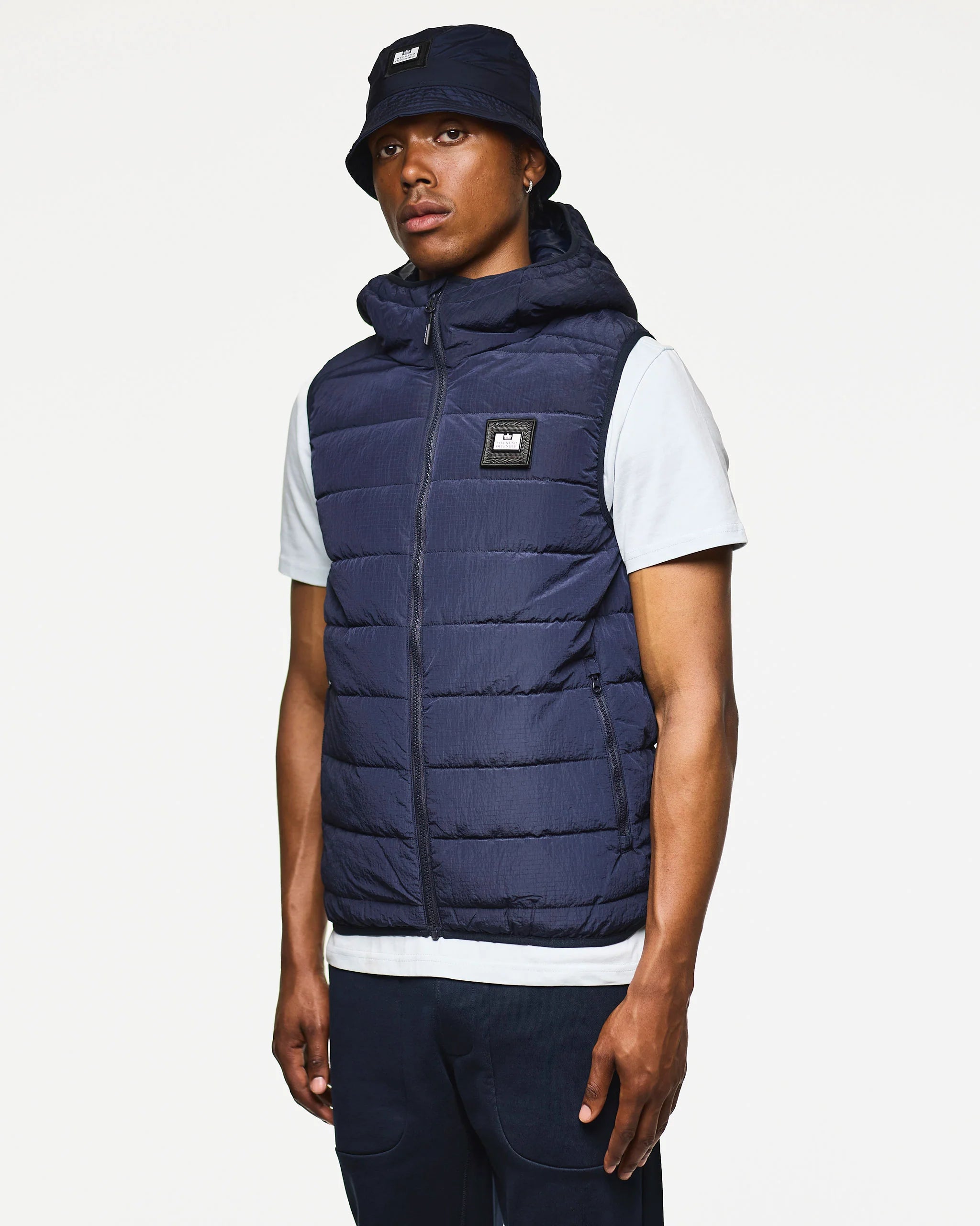 Weekend Offender Toronto Padded Hood Gilet Navy