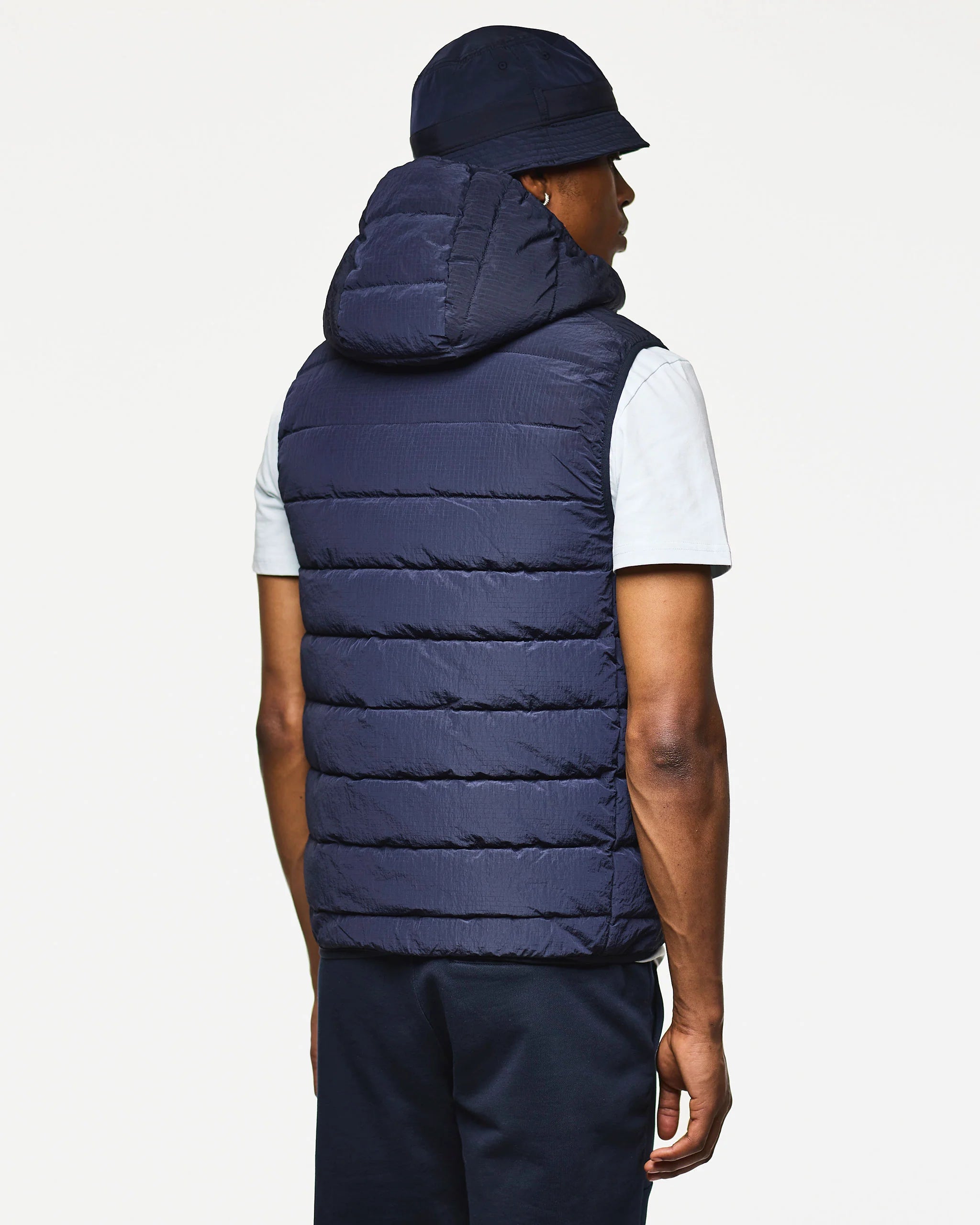 Weekend Offender Toronto Padded Hood Gilet Navy