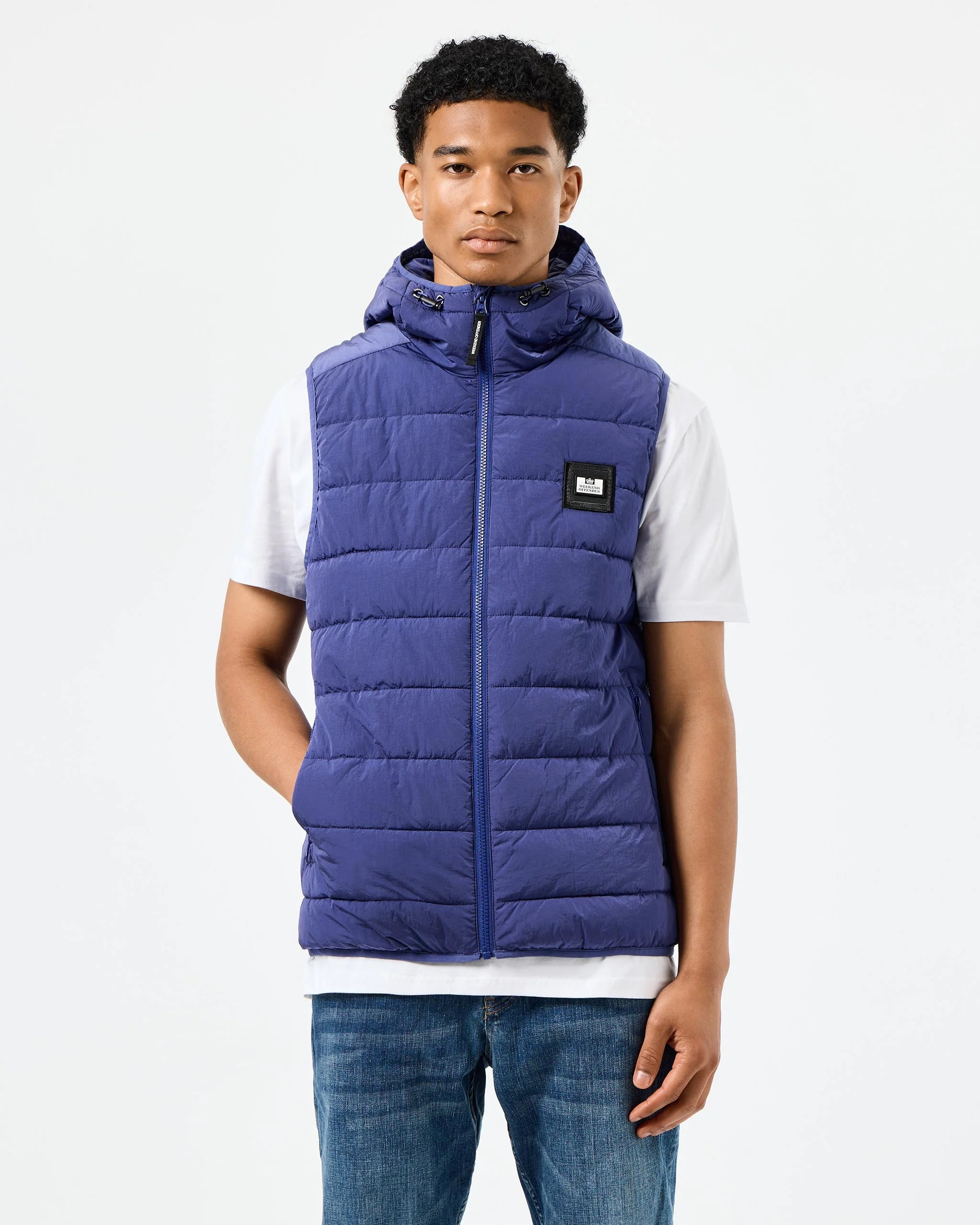 Weekend Offender Toronto Hooded Gilet in Bright Navy