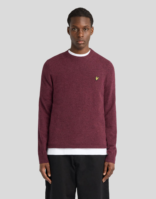 Lyle & Scott Cotton Lambswool Crew Jumper Beetroot Marl