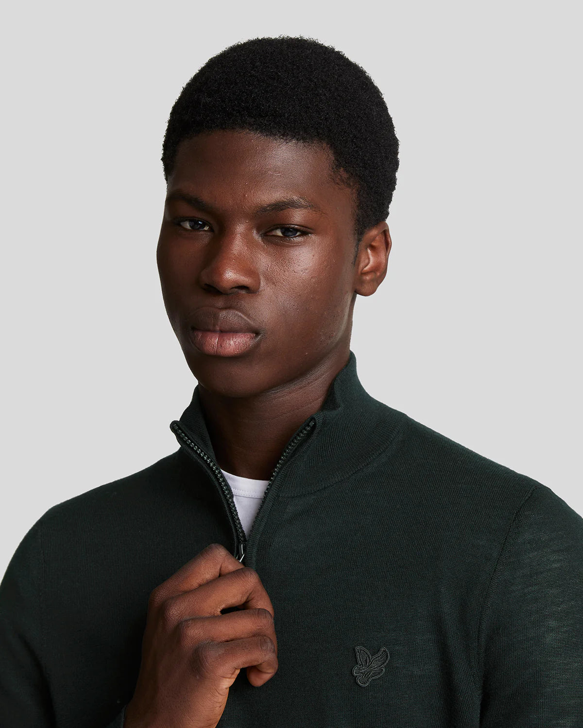 Lyle & Scott Tonal Eagle Merino Wool 1/4 Zip Jumper Jet Black