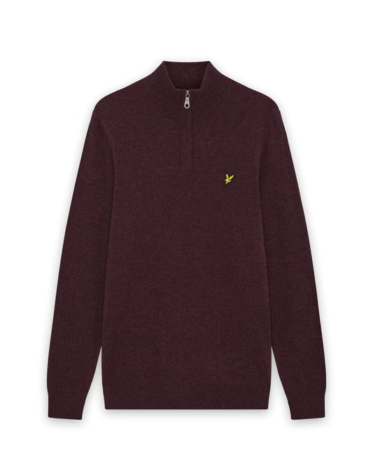Lyle & Scott Cotton Lambswool 1/4 Zip Jumper Beetroot Marl