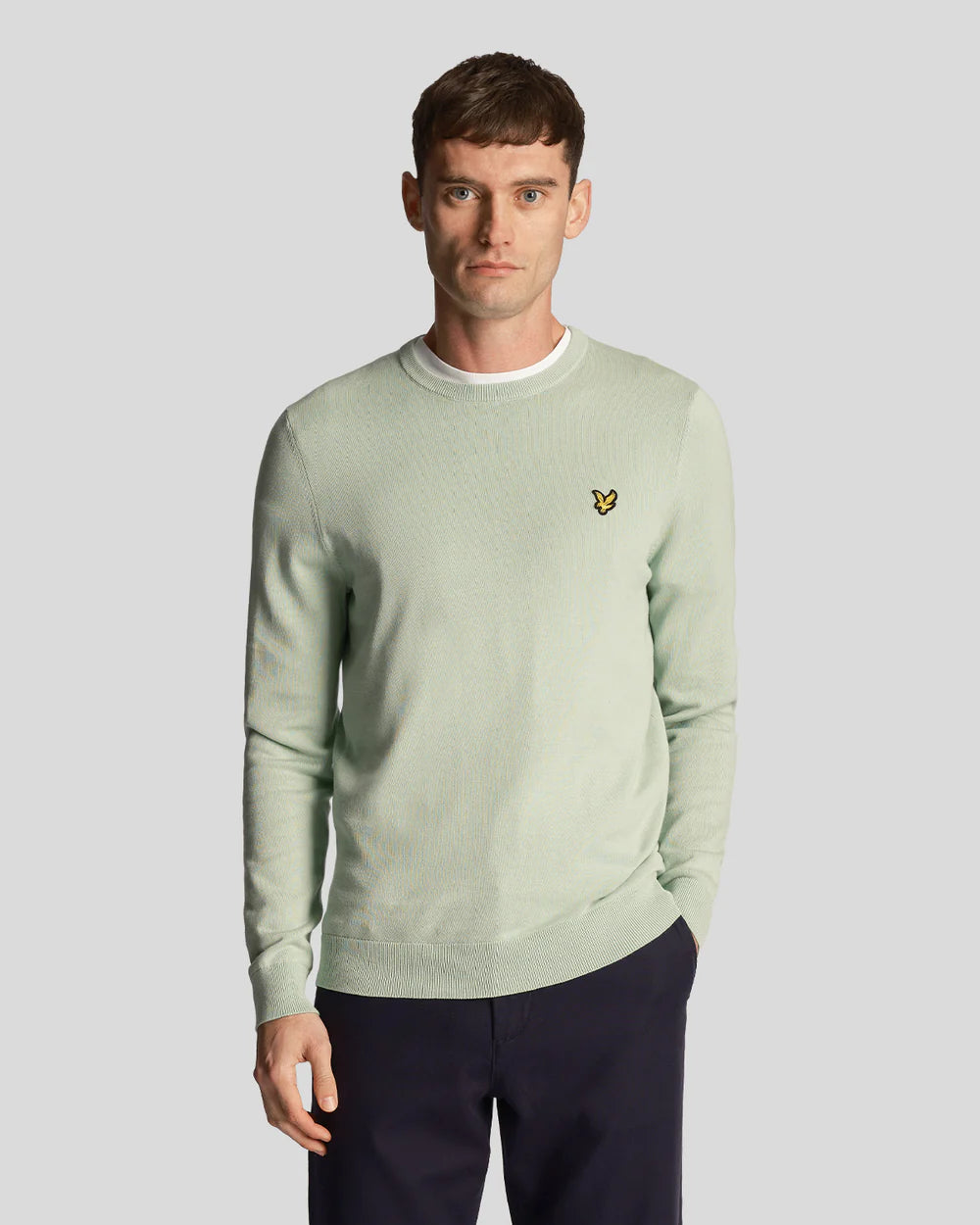 Lyle & Scott Cotton Crew Neck Jumper Turquoise Shadow