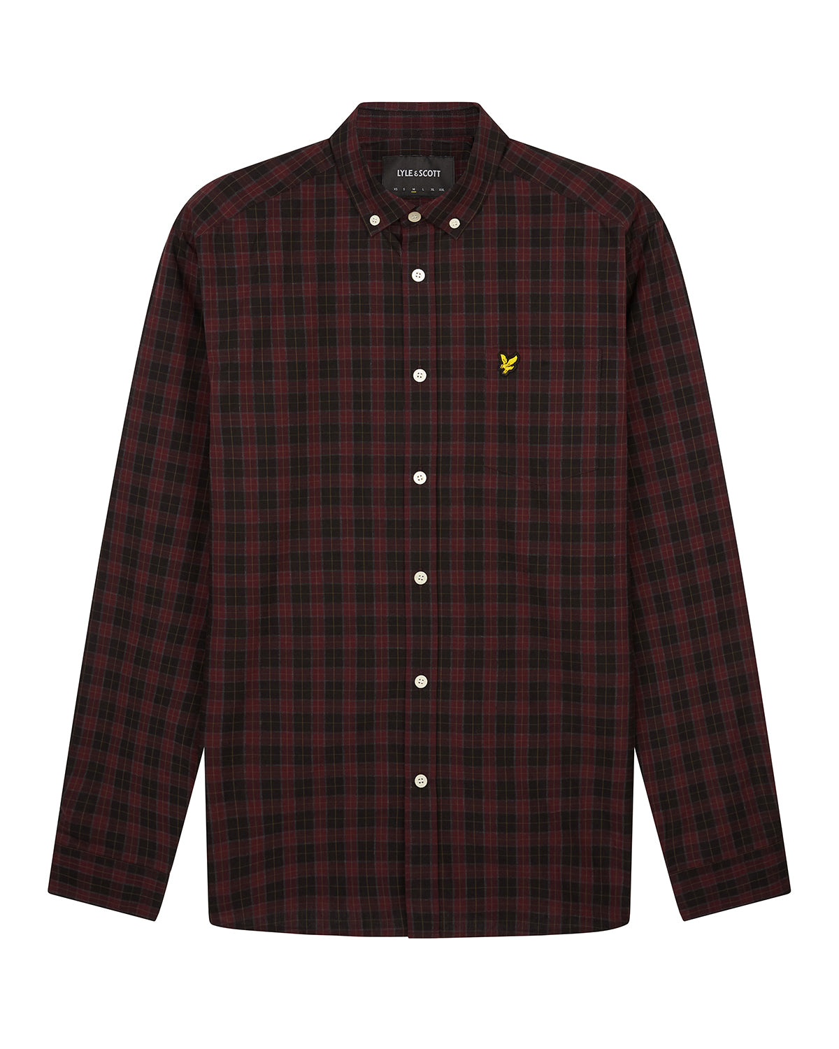 Lyle & Scott Check Poplin Shirt in Jet Black/Burgundy