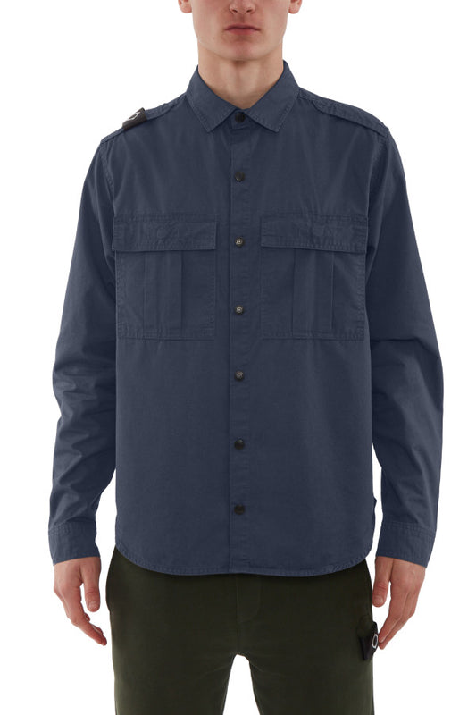Ma.Strum Patch Pocket Parade Overshirt Ink Navy