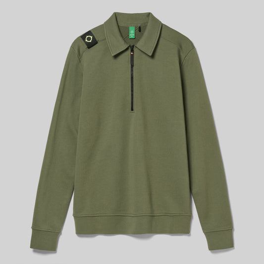Ma.Strum Spread Collar Zip Sweat Bronze Green