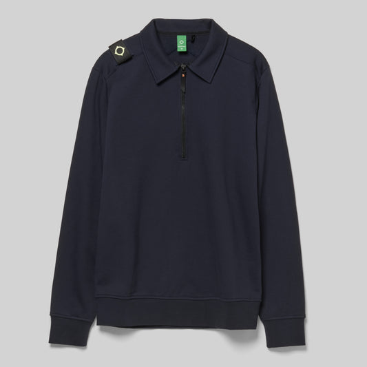 Ma.Strum Spread Collar Zip Sweat Ink Navy