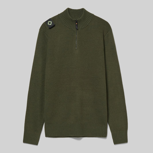 Ma.Strum Sarl Quarter Zip Merino Knit Bronze Green