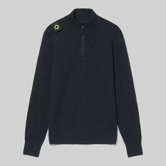 Ma.Strum Sarl Quarter Zip Merino Knit Dark Navy