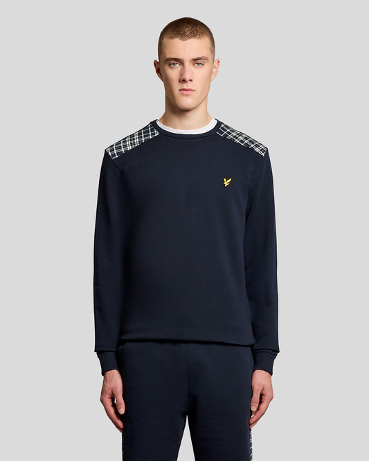 Lyle & Scott Check Panel Crew Sweatshirt  Navy