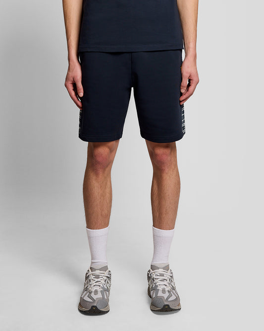 Lyle & Scott Check Panel Sweat Shorts Navy