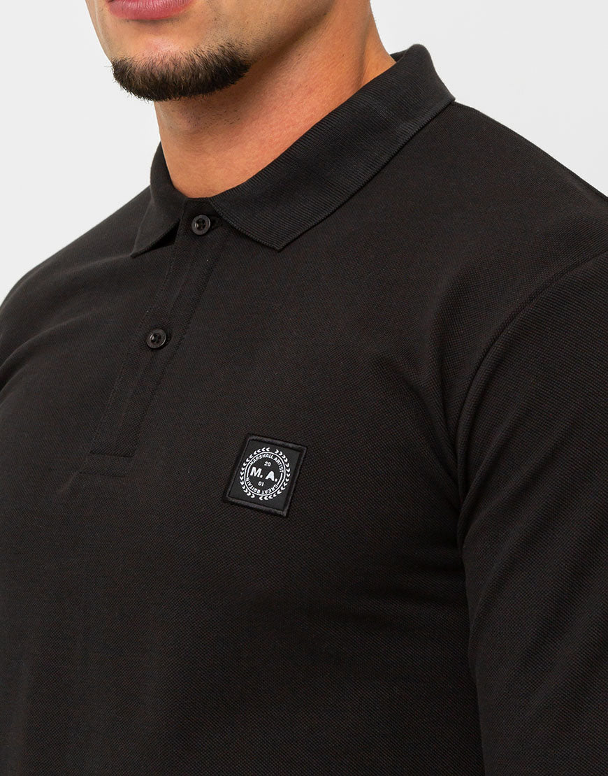 Marshall Artist L/S Siren Embroidered Logo Polo Black