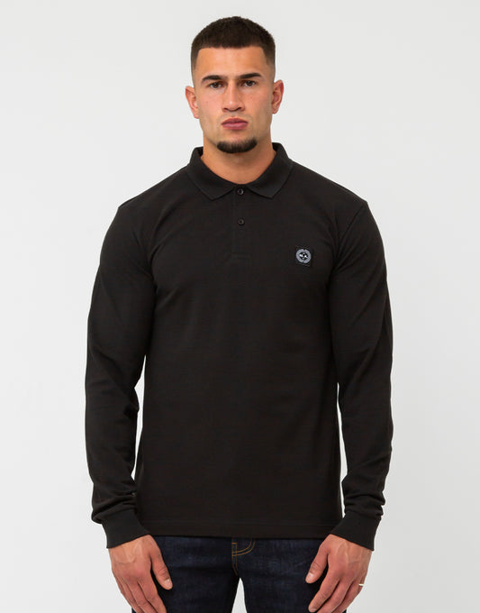 Marshall Artist L/S Siren Embroidered Logo Polo Black