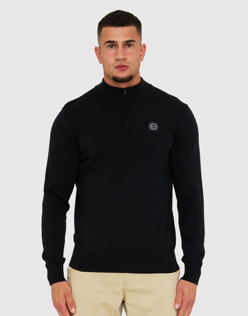 Marshall Artist Siren 1 4 Zip Knitted Jumper Black Inocencia