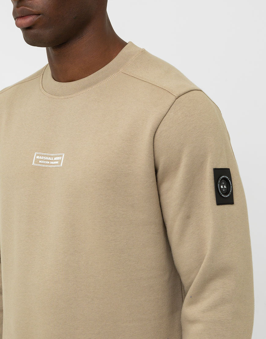 Marshall Artist Siren Box Crew Sweat in Stone