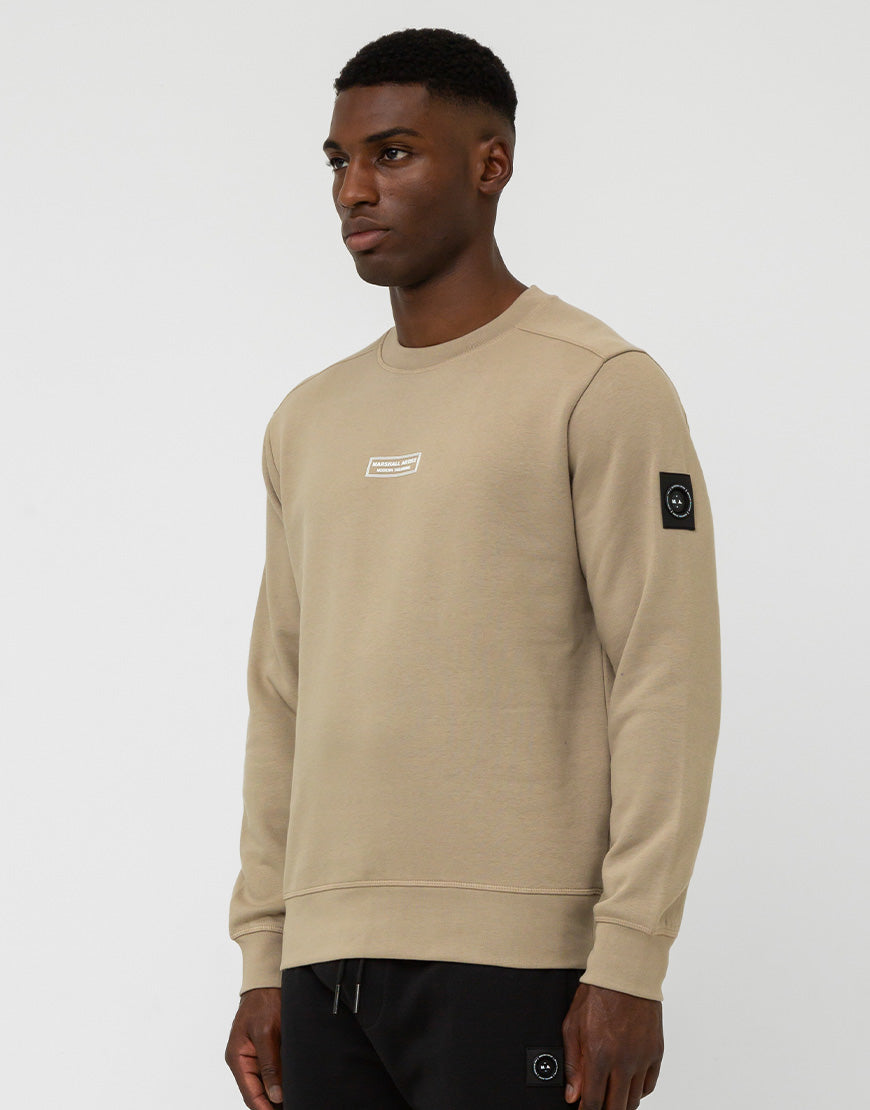 Marshall Artist Siren Box Crew Sweat in Stone