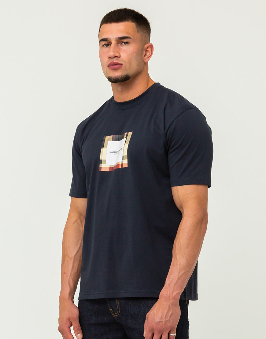 Marshall Artist Carter House Box Check T-Shirt Navy