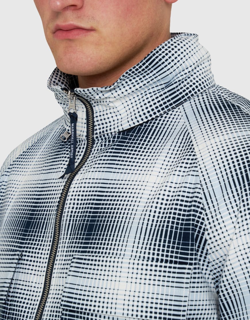 Marshall Artist M-65 Shadow Check Hooded Jacket Navy