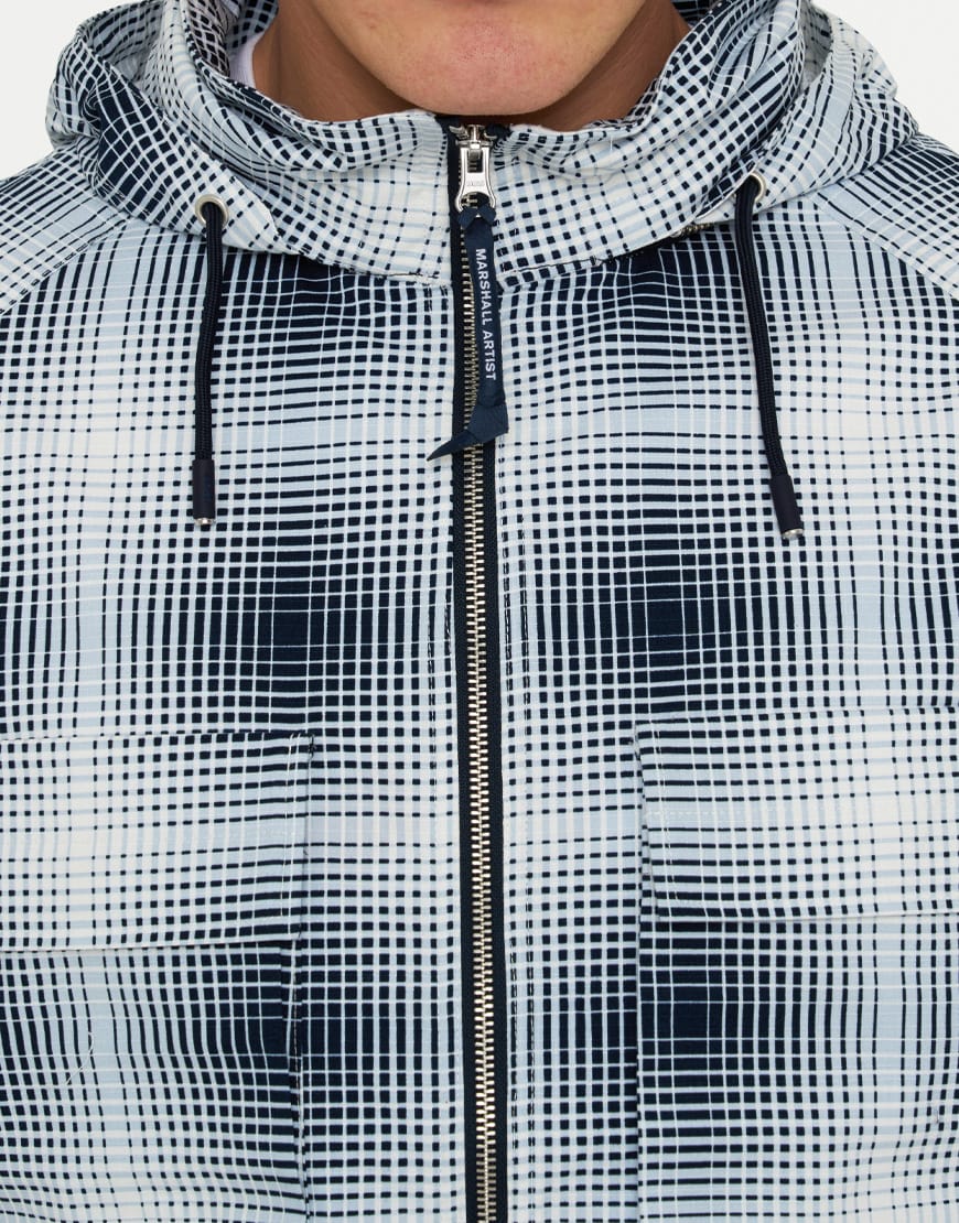 Marshall Artist M-65 Shadow Check Hooded Jacket Navy