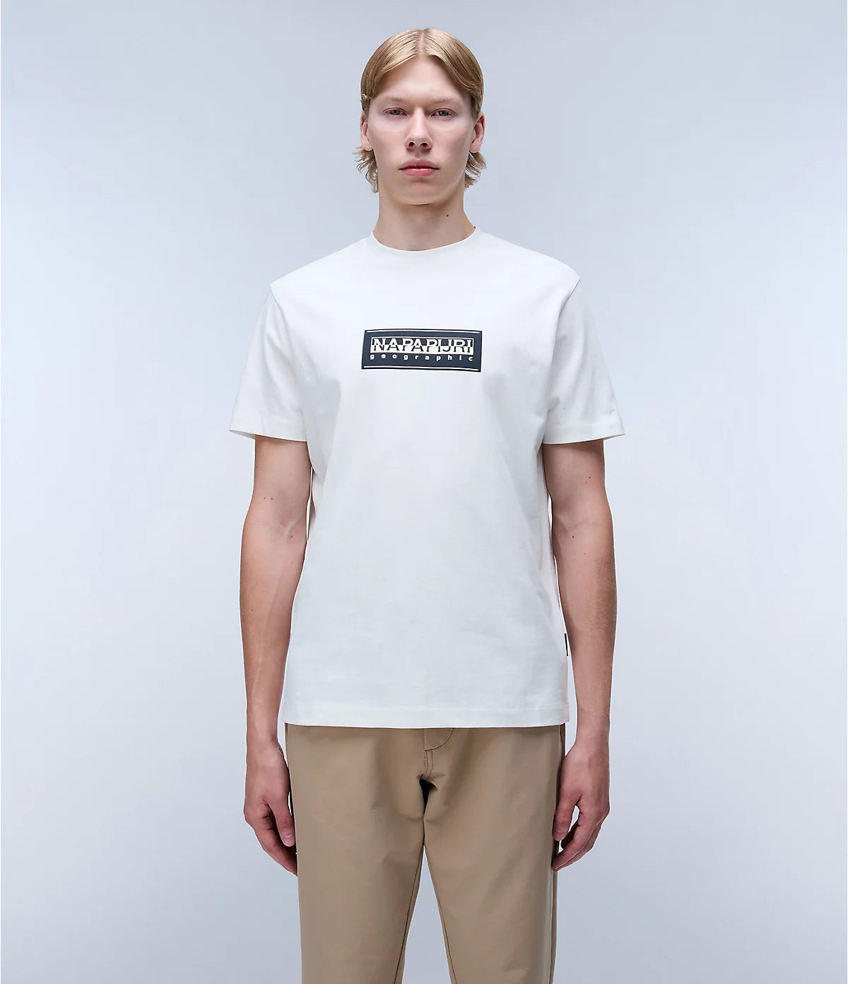 Napapijri Box Logo Short Sleeve T-shirt in White Heron