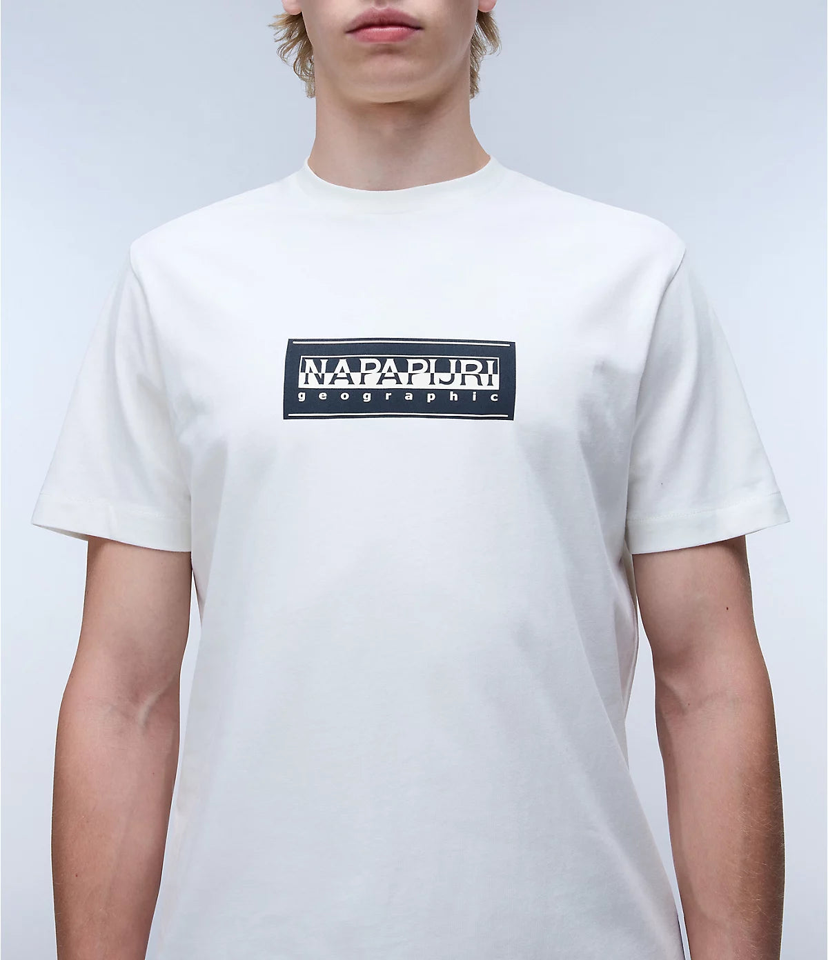 Napapijri Box Logo Short Sleeve T-shirt in White Heron
