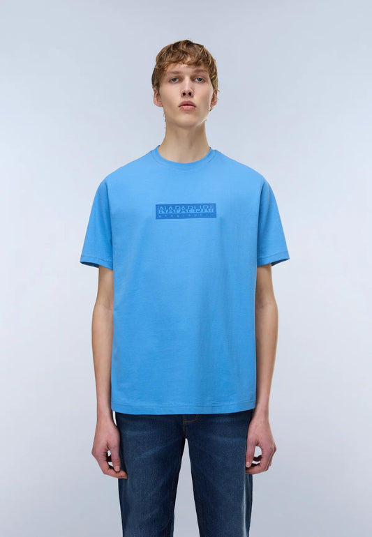 Napapijri Box Logo T-Shirt Blue Jasper