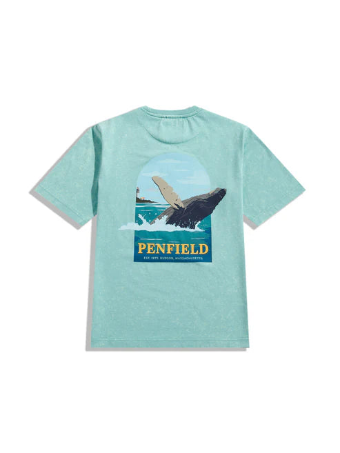 Penfield Whale Scene Back Graphic T-Shirt Dusty Turquoise