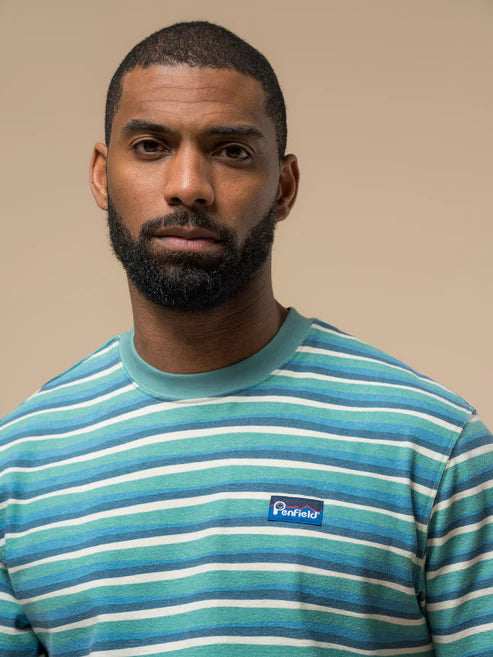 Penfield Wave Texture Stripe T-Shirt Dusty Turquoise
