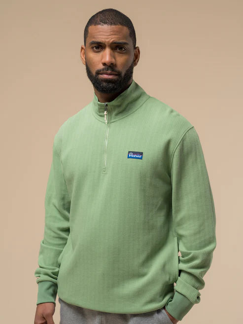 Penfield Textured Half Zip Funnel Sweat Mistletoe Green