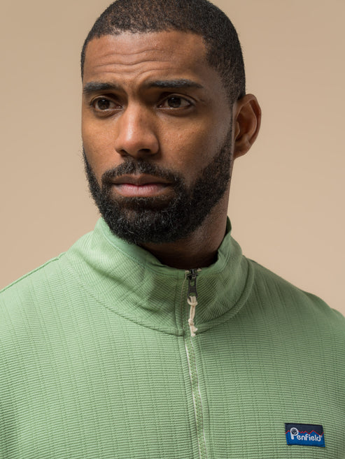 Penfield Textured Half Zip Funnel Sweat Mistletoe Green