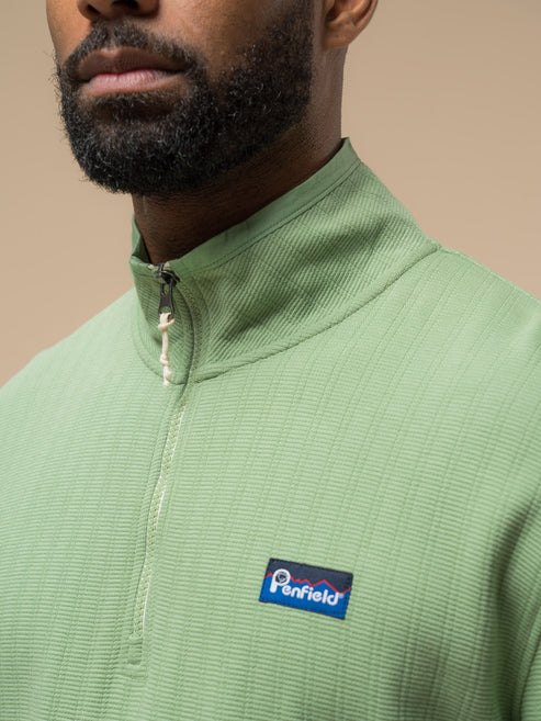 Penfield Textured Half Zip Funnel Sweat Mistletoe Green