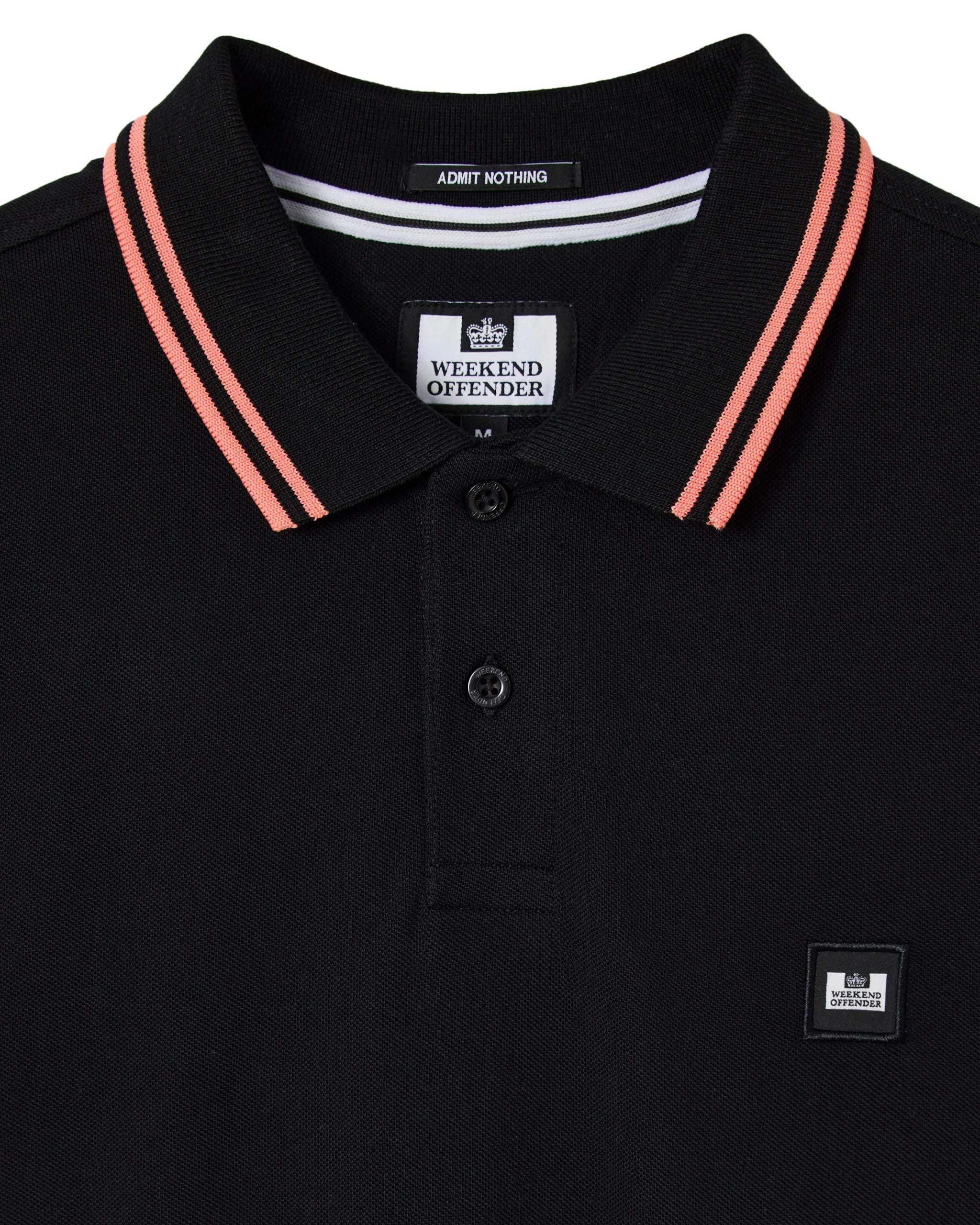 Weekend Offender Levanto Contrast Tipped Polo Black/Coral – Inocencia