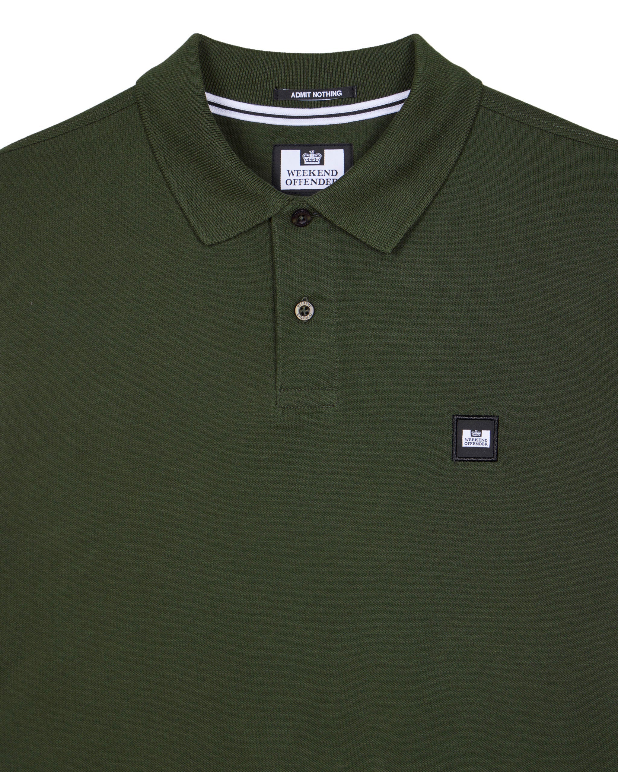 Weekend Offender Dice Long Sleeve Polo Shirt Forest Green