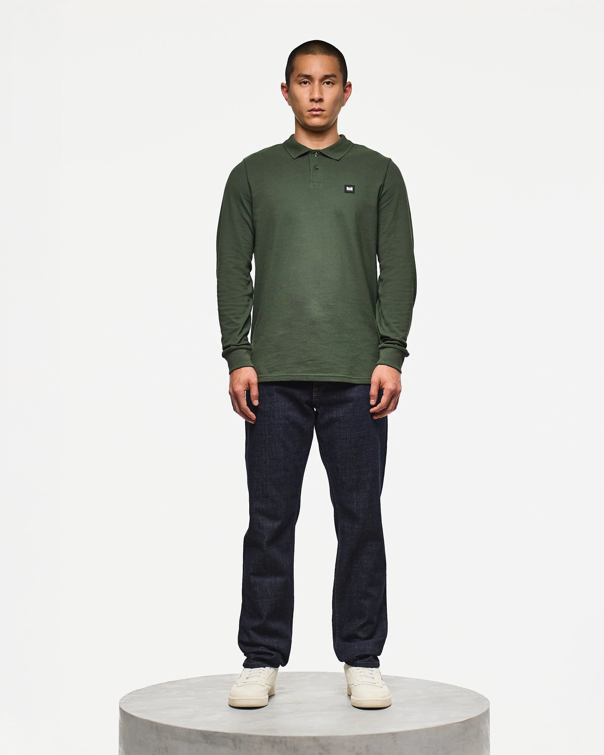 Weekend Offender Dice Long Sleeve Polo Shirt Forest Green
