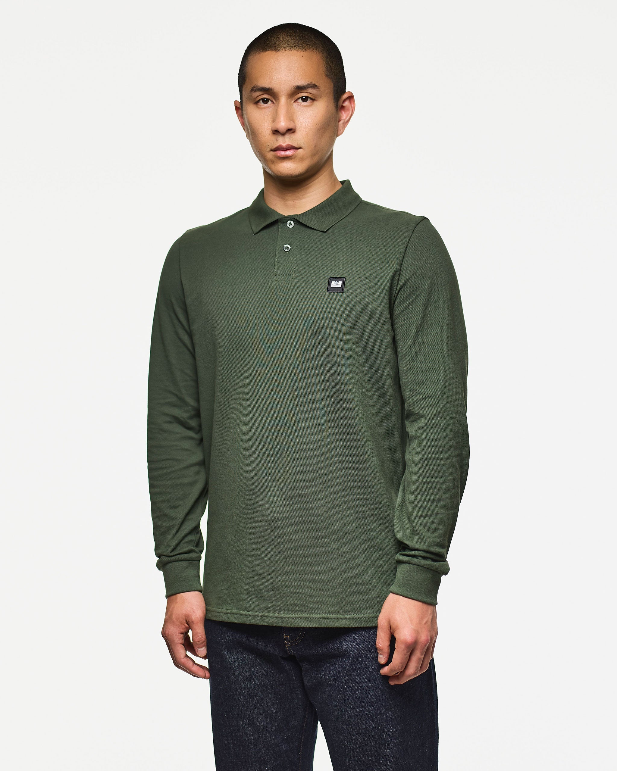 Weekend Offender Dice Long Sleeve Polo Shirt Forest Green