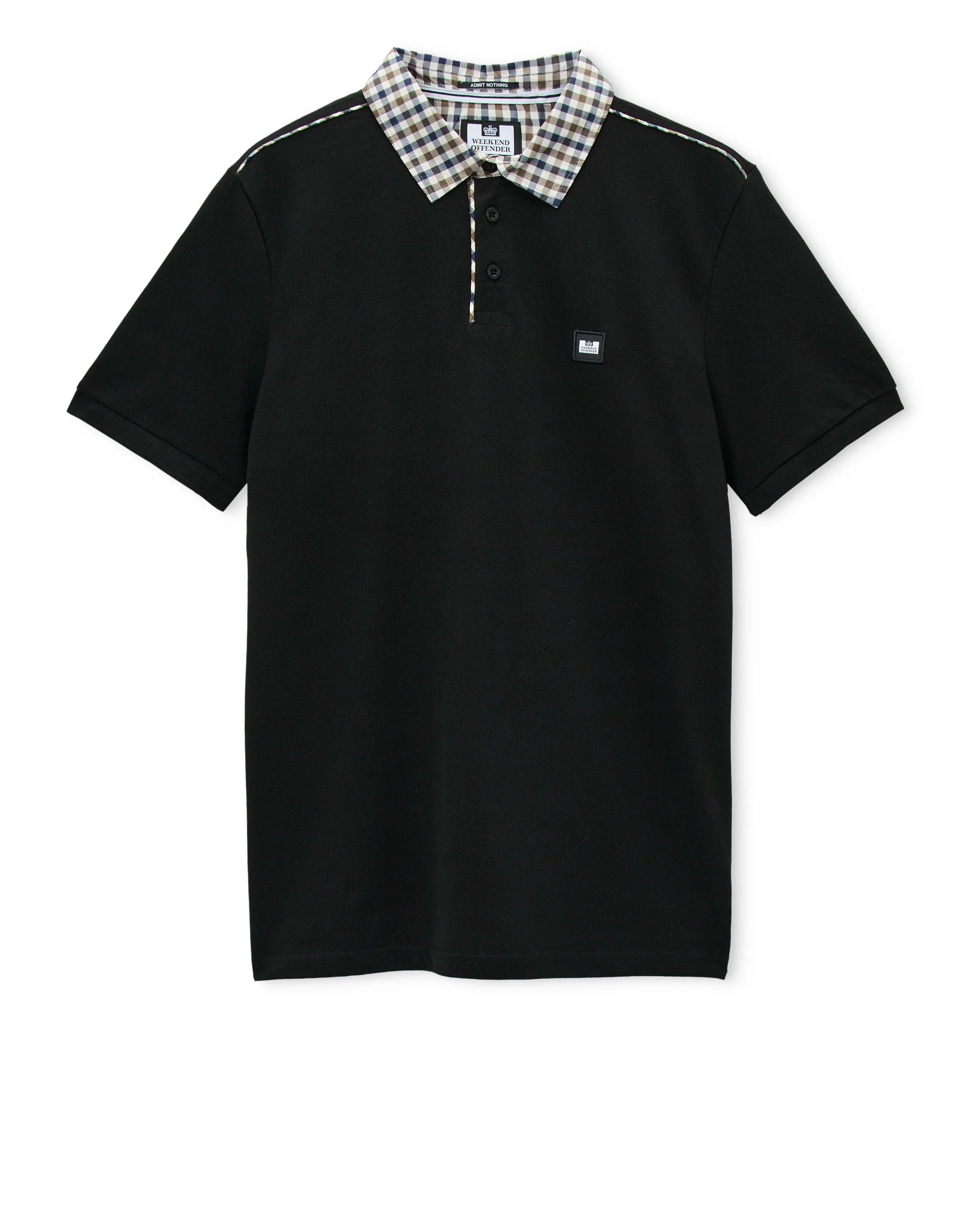 Weekend Offender Cray Check Collar Polo Black