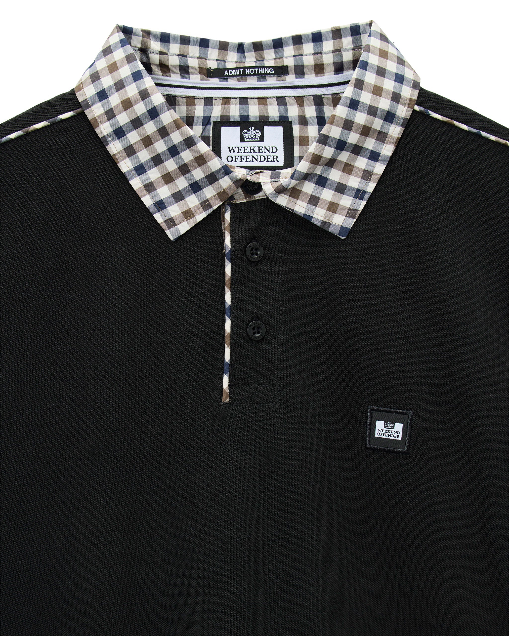 Weekend Offender Cray Check Collar Polo Black