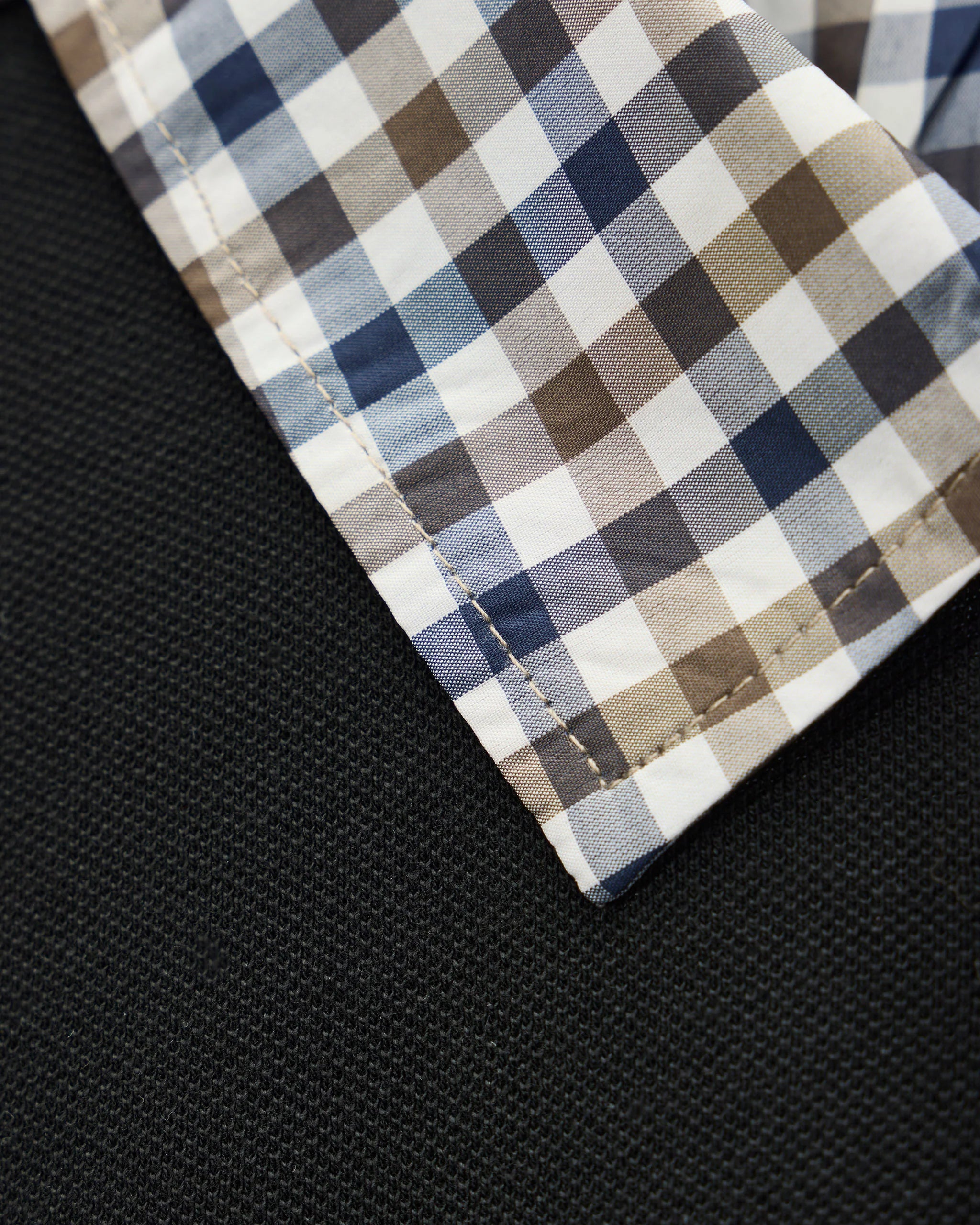 Weekend Offender Cray Check Collar Polo Black