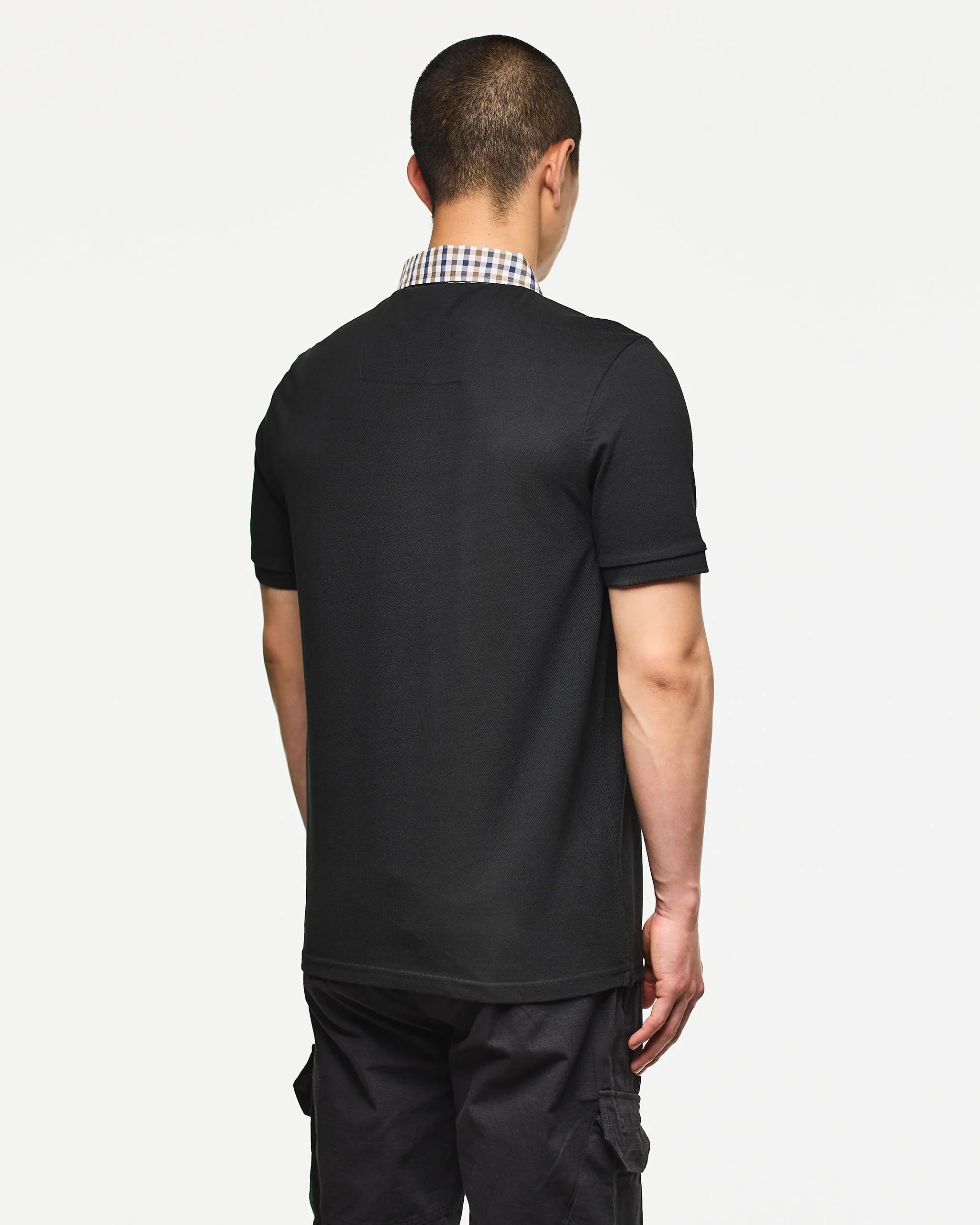 Weekend Offender Cray Check Collar Polo Black