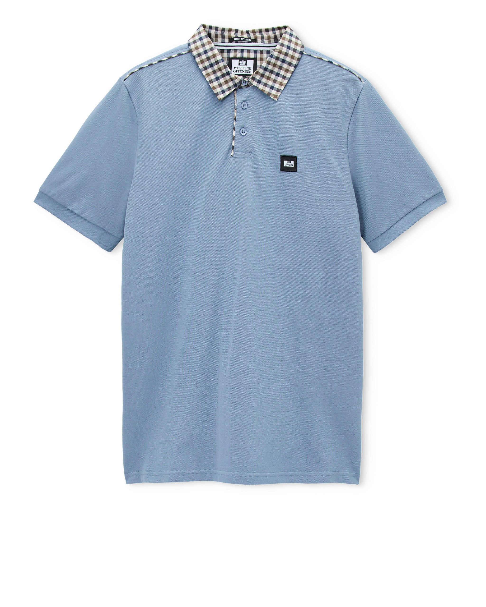Weekend Offender Cray Check Collar Polo Blue Shadow